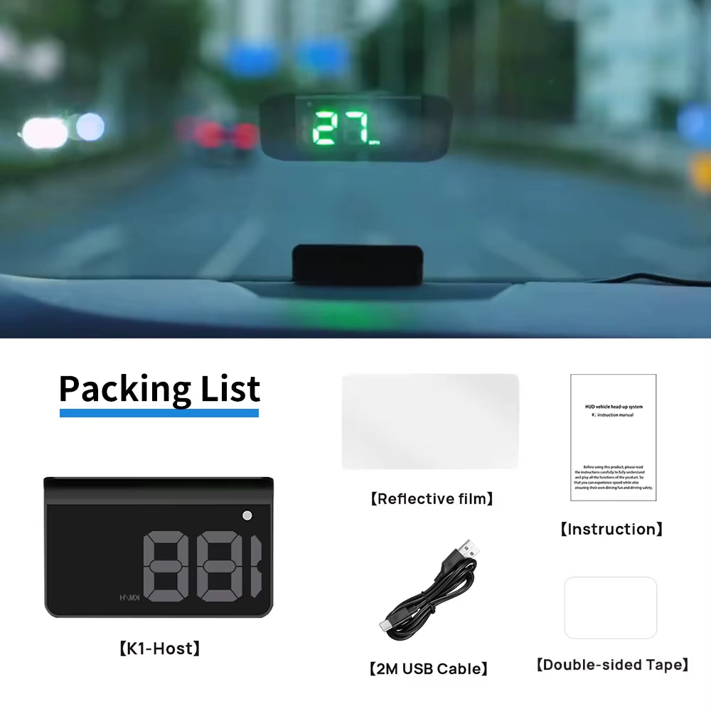 Revolutionize Your Driving Experience with Our Universal HUD Head-Up Display GPS Speedometer - Easy Plug & Play Installation!